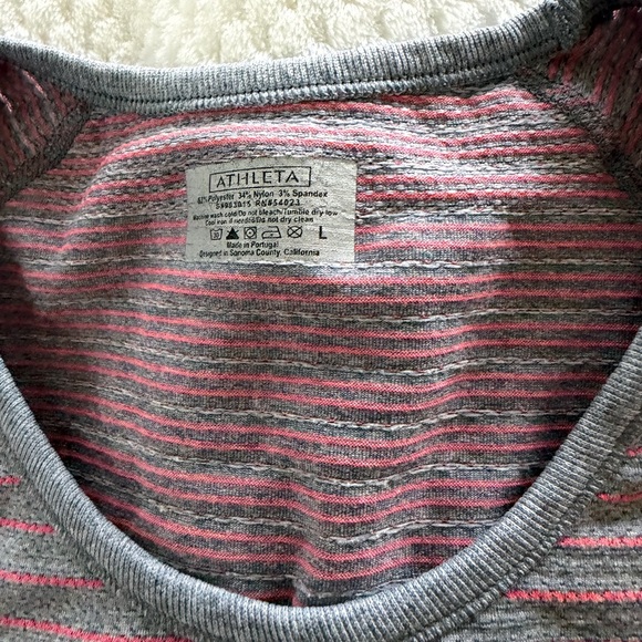 Athleta Striped Gray and Pink Women's Top L - Picture 2 of 2